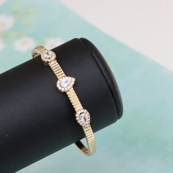 Rose Gold Bangle with Teardrop and Oval Stones, XPBL0537 - Picture 8 of 12